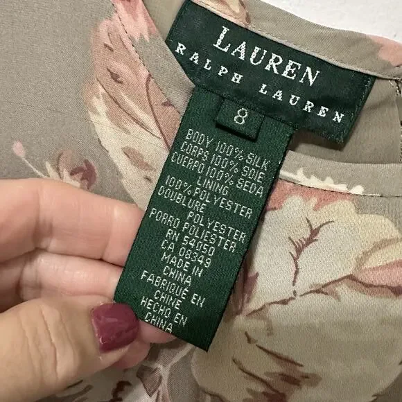 Lauren Ralph Lauren Silk Maxi Dress 8 Romantic Whimsigoth Floral‎ 90s Y2K FLAW - Picture 4 of 8